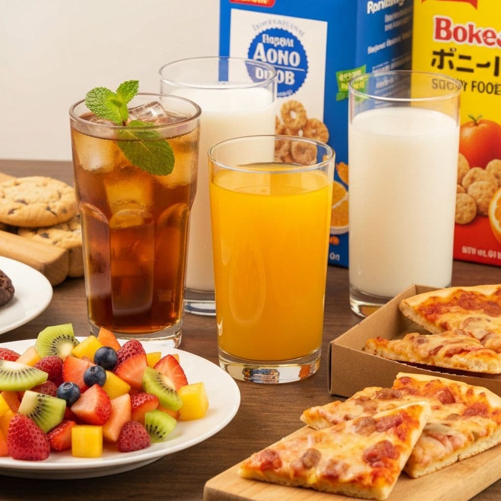 Variety of drinks and snacks available for vending